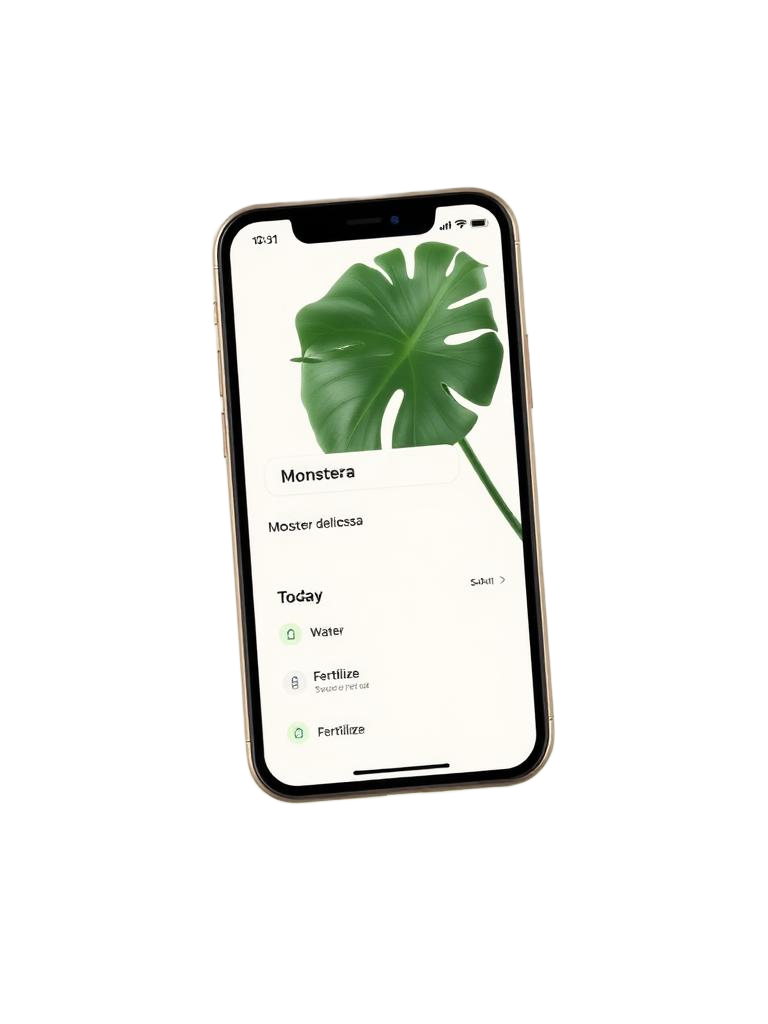 The Plantly app shown on an iPhone